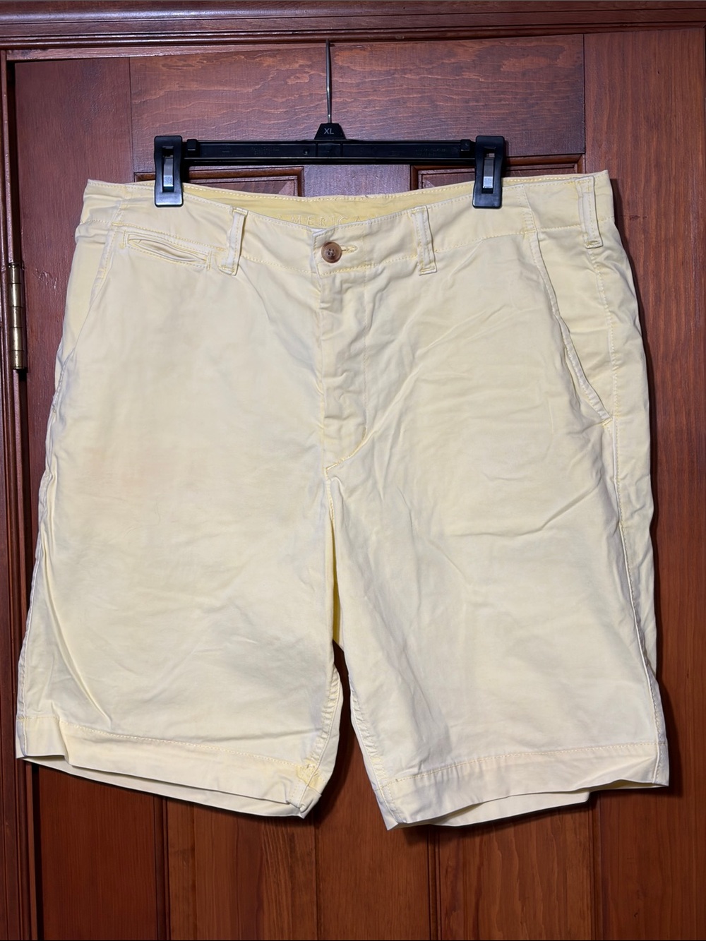 American Eagle Outfitters Pale Yellow Flat-Front Chino Shorts